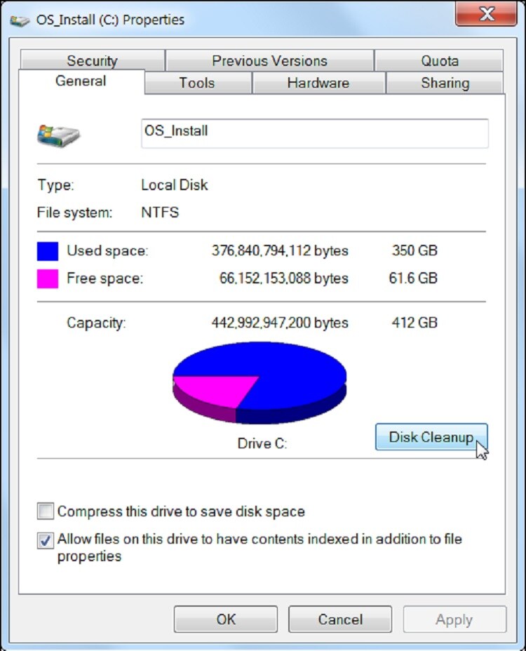 Freeing up disk space