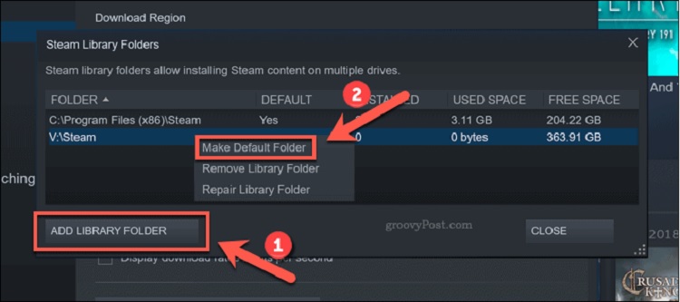 Library default folder