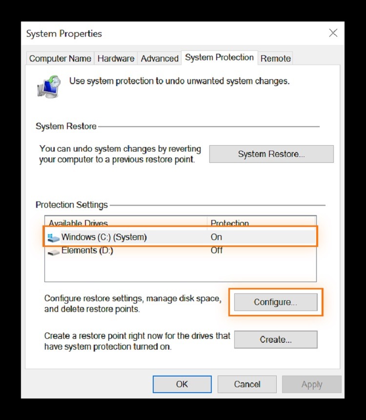 Select Configure with your primary Window drive highlighted.